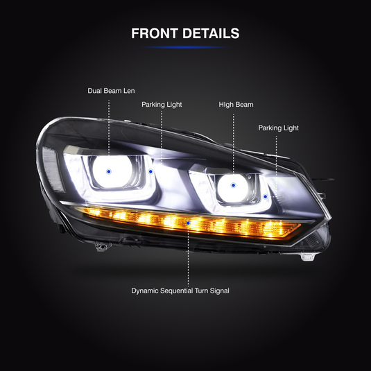 VWH1 LED Headlights Volkswagen Golf MK6 2010-2014