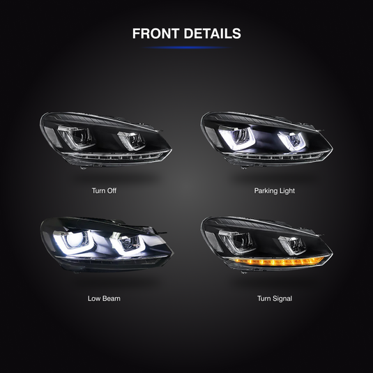 VWH1 LED Headlights Volkswagen Golf MK6 2010-2014